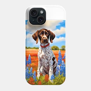 German Shorthaired Pointer Puppy in Texas Wildflower Field Phone Case