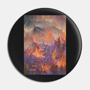 A burning town Pin