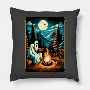 Vintage ghost book reading camping gothic halloween teachers Pillow