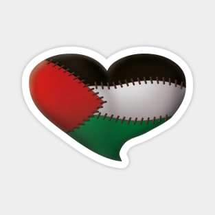 Palestinian heart with stitching joining the colors of the flag. Magnet