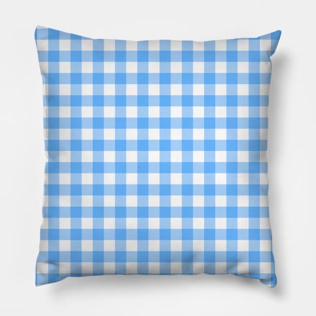 Blue and White Plaid Pattern Pillow by mareescatharsis