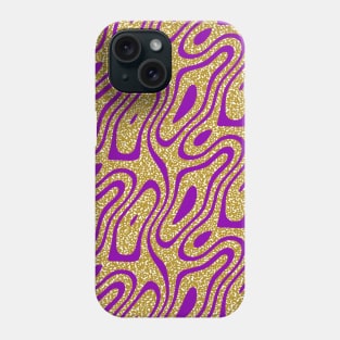 Silhouette Circle Abstract Ripple Gold Speckle and Purple Phone Case