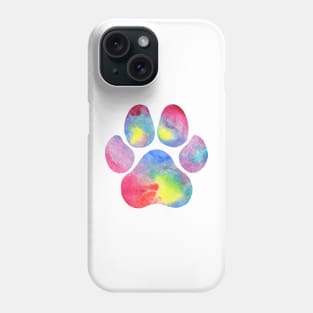 Pink Rainbow Watercolor Paw Print Phone Case