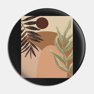 Minimal Modern  Abstract Shapes Black Leaves Warm Tones  Design Pin