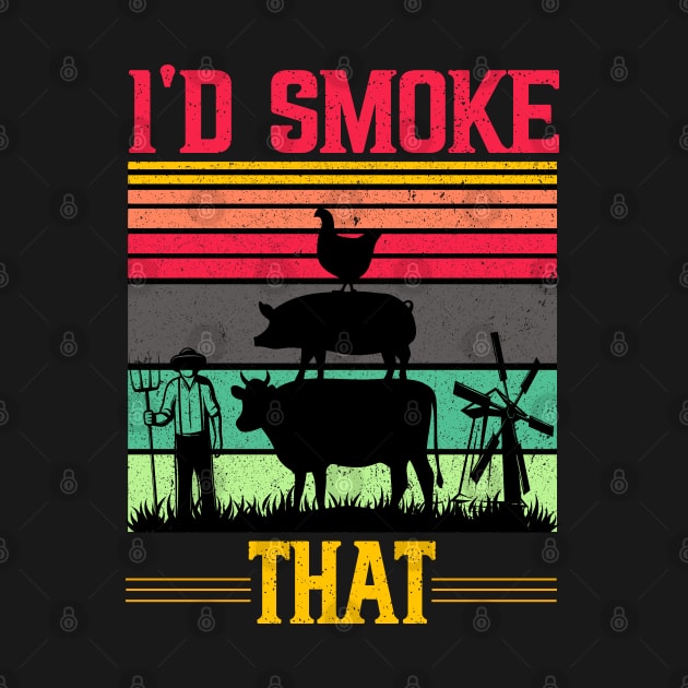 I'd Smoke That Retro Vintage,FUNNY BBQ GRILLING SAYING by happy6fox