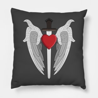 angel wings heart and sword Pillow