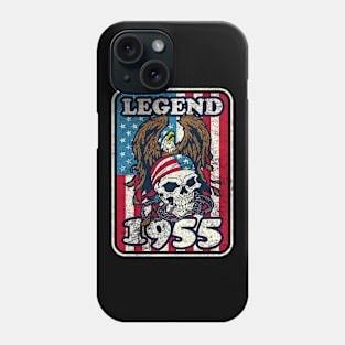 1955 Birthday Legend Bald Eagle Skull USA Flag Phone Case