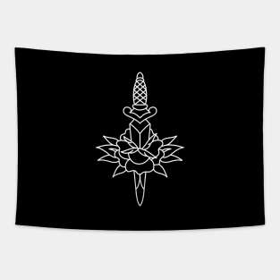 Traditional dagger and rose tattoo design Tapestry