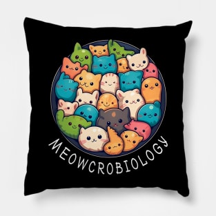 Meowcrobiology - Funny Microbiology Science Cat Lover Pillow