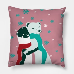 Weasel hugs Christmas in pink Pillow