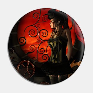 Wonderful steampunk lady Pin