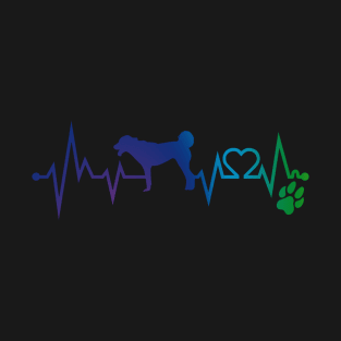 Anatolian Shepherd Dog Colorful Heartbeat, Heart & Dog Paw T-Shirt