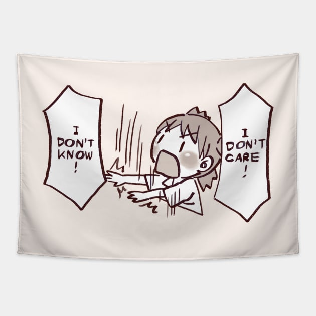 I don't know I don't care yotsuba tantrum meme Tapestry by mudwizard