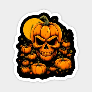 Pumpkin Skull Halloween Magnet