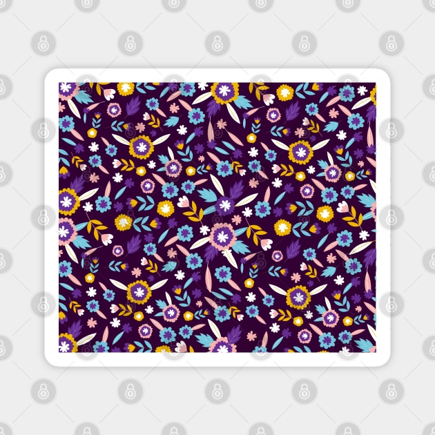 colored flower seamless pattern vector Magnet by Tshirtiz