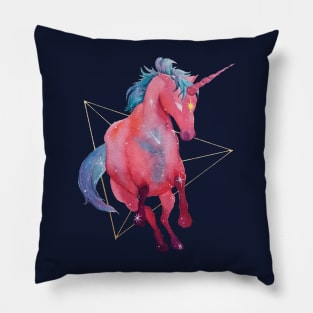 Watercolor Celestial Galaxy Unicorn Tetrahedron Pillow