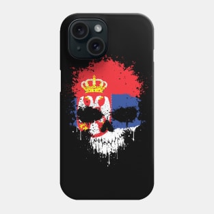 Chaotic Serbian Flag Splatter Skull Phone Case