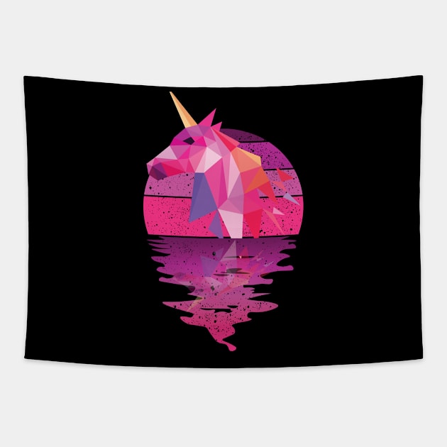 Vintage cute unicorn reflected on lights of moon Tapestry by mutarek