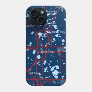 Orlando mixed blue map Phone Case