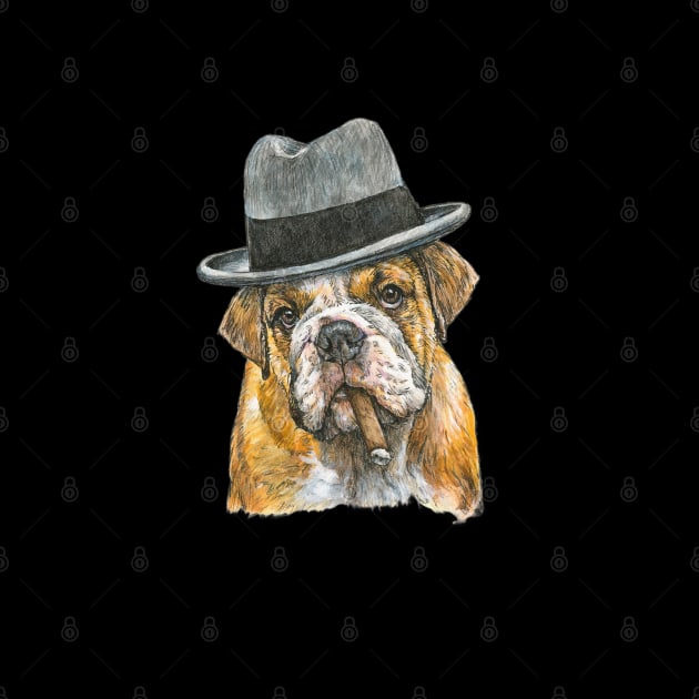 Bulldog as Winston Churchill by Prairie Dog Print