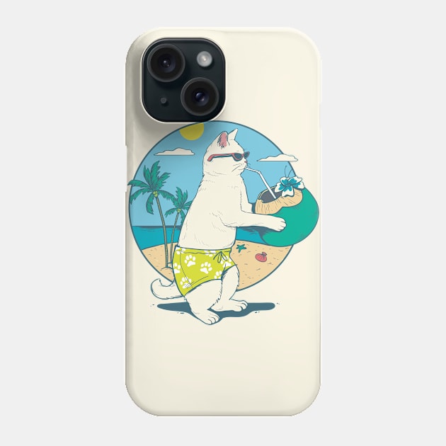 Beach Life Cat in Beach Phone Case by dreamiedesire