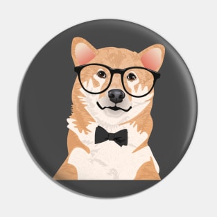 Hipster Shiba Inu T-Shirt Pin