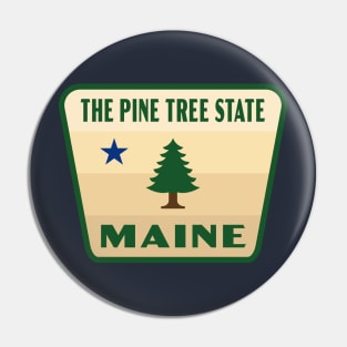 The Pine Tree State Maine Retro Pine Tree Badge (Tan) Pin