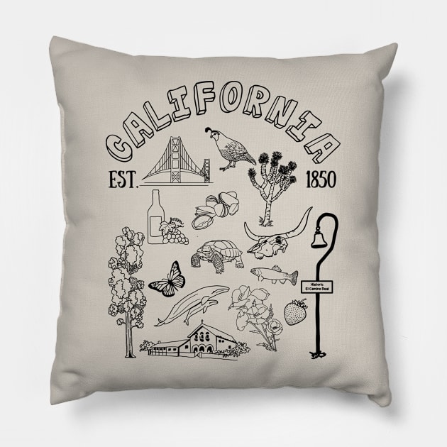 California Pictures Pillow by Slightly Unhinged