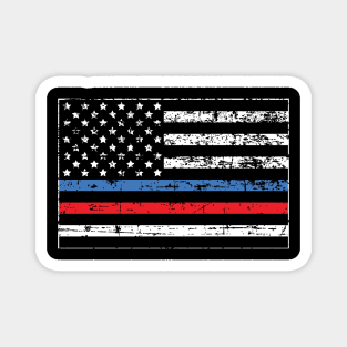 Thin Blue-Red Line Distressed American Flag Magnet