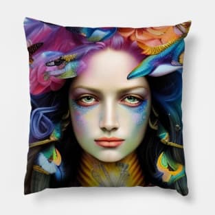 Hecate Goddess of Magic and Witchcraft by Ziola Rosa Pretty Flowers Spellbinding Girl Pagan Witch Pillow