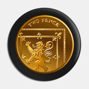 Vector British money gold coin 2 pence Pin