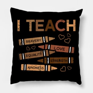 Black History Teacher Crayons I Teach Bravery Love Pillow