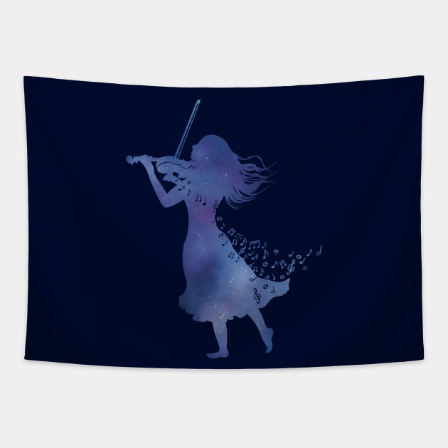 Galaxy Violinist Design Tapestry by Kassi Skye