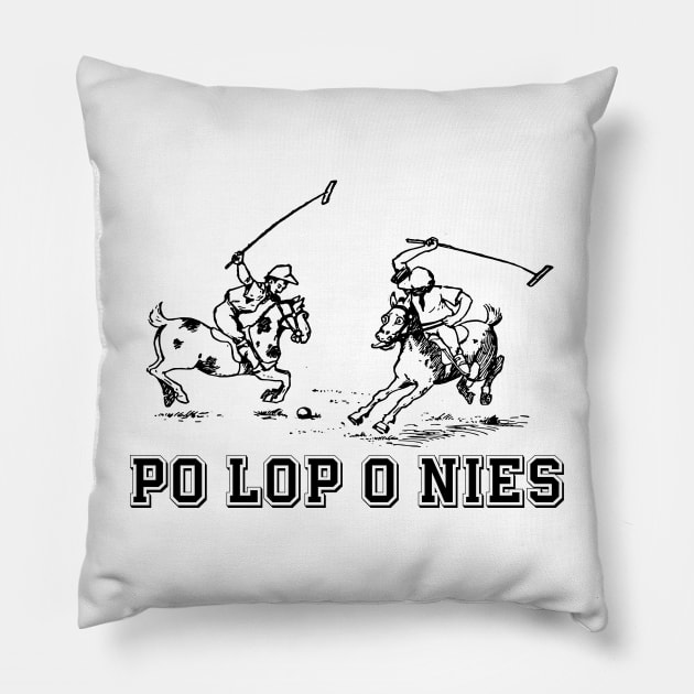 Lispe Po Lop O Nies (polo ponies) Pillow by Lispe