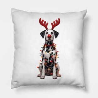 Christmas Red Nose Dalmatian Dog Pillow