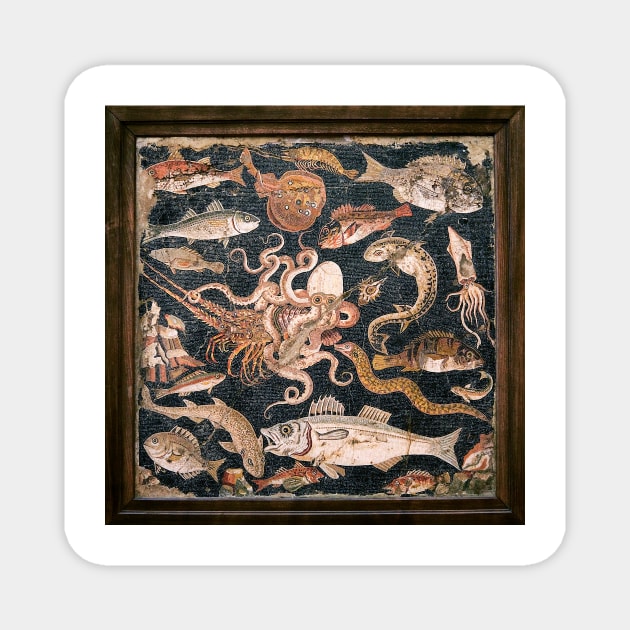 Roman seafood mosaic (C003/6746) Magnet by SciencePhoto