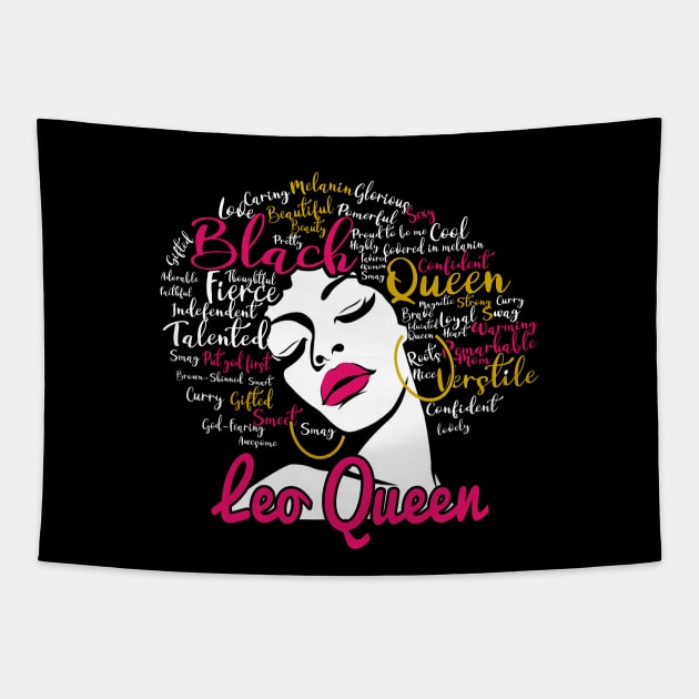 Leo Queen Funny Birthday Gift for Black Women Girl Leo Zodiac Birthday For Queens Girls Tapestry TeePublic