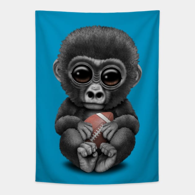 Cute Baby Gorilla Playing With Football Tapestry by jeffbartels