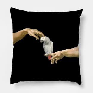 scritching an african grey Pillow