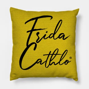 Yellow Text B back Cat Frida Cathlo version of - Frida Kahlo Pillow