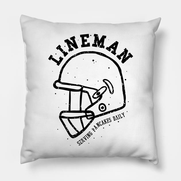 lineman serving pancakes daily foot ball helmet Pillow by A Comic Wizard