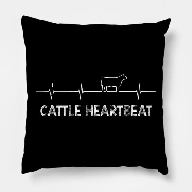 Cattle heartbeat white ink Pillow by mazurprop