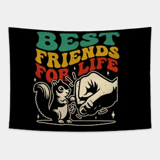 Best Friends for Life Squirrel Fist Bump Retro Tapestry