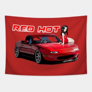 Red Miata MX-5 with anime girl Tapestry