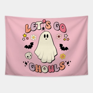 Kawaii Retro Halloween Ghost - Lets Go Ghouls Y2K Tapestry