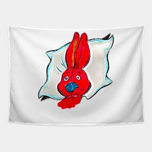 Red rabbit sleeping on the pillow Tapestry