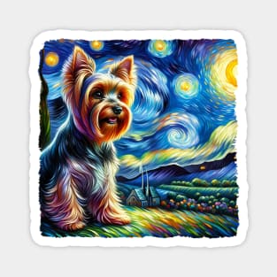 Starry Silky Terrier Dog Portrait - Pet Portrait Magnet