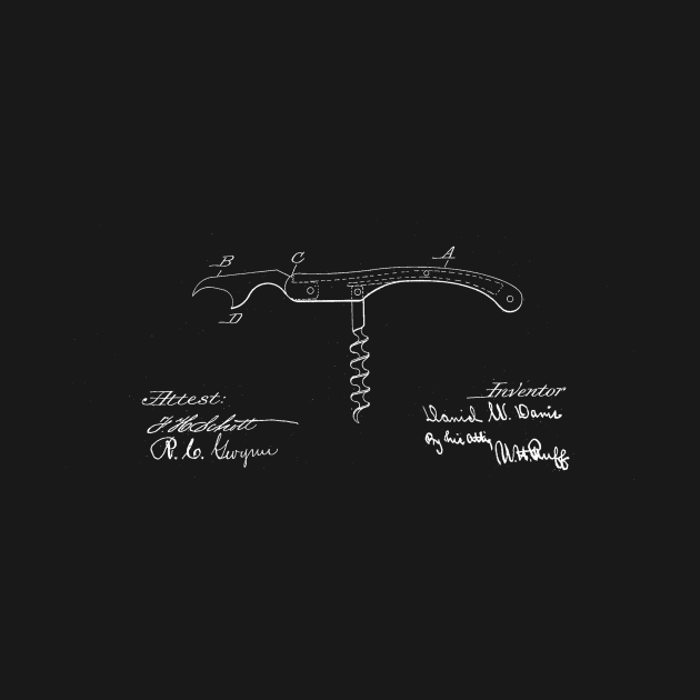 Corkscrew Vintage Patent Drawing by TheYoungDesigns