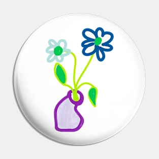 TWO FLOWERS IN SQUASHED VASE Pin