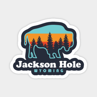 Jackson Hole Wyoming Bison Retro Grand Tetons Magnet